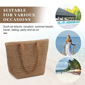 SUKUTU Women Summer Straw Bag Large Capacity Beach Tote Handbag Handmade Woven Vacation Shoulder Bag Purse