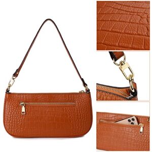 UTO Genuine Leather Croco Mini Purse for Women Fashion Clutch Handbag Girls Shoulder Bag