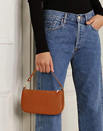 UTO Genuine Leather Croco Mini Purse for Women Fashion Clutch Handbag Girls Shoulder Bag