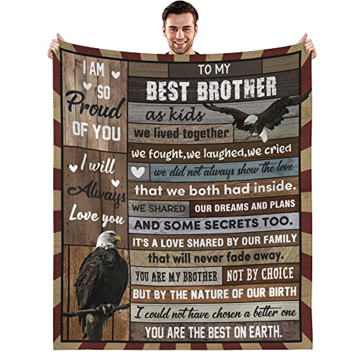 RESPRO Best Gifts for Brother from Sister, Big Brother Gifts Blanket, to My Brother Blanket Personalized Flannel Throw Blanket, Christmas Birthday Gifts for Brother in Law Adult Men 50x60 Inch