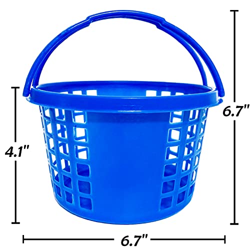 Easter Baskets Bulk, 12+12PCS Plastic Easter Baskets Small and Colorful Easter Grass Stuffers, Easter Bucket with Handles for Kids Boys Girls, Fillers Easter Round Baskets for Party Easter Hunt