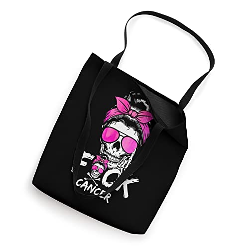 Messy Hair Women Bun Fuck Breast Cancer Women Warrior Tote Bag