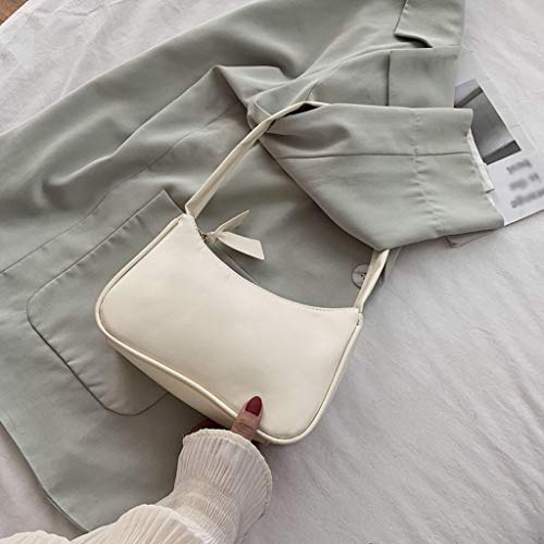 Retro Women Solid Color Zipper Phone Bag Hand Bag Shoulder Bag Armpit Bag Extra Large Canvas Tote Bag (Beige, One Size)