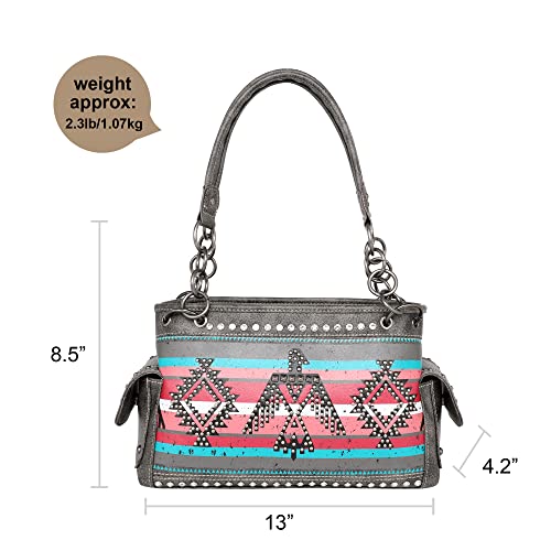 Montana West Women's Shoulder Handbags Hand Bags, Purses for Women Leather Tote with Wallet Aztec Collection MW1129G-8085BK+W