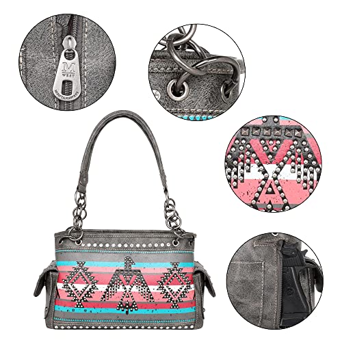 Montana West Women's Shoulder Handbags Hand Bags, Purses for Women Leather Tote with Wallet Aztec Collection MW1129G-8085BK+W