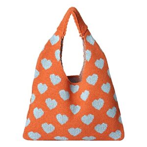 ovida shoulder bag for women clutch tote handbag purse crocheted bags y2k aesthetic bag(orange)