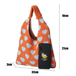 Ovida Shoulder Bag for Women Clutch Tote Handbag Purse Crocheted Bags Y2k Aesthetic Bag(Orange)