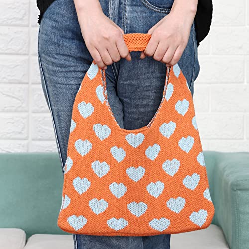 Ovida Shoulder Bag for Women Clutch Tote Handbag Purse Crocheted Bags Y2k Aesthetic Bag(Orange)