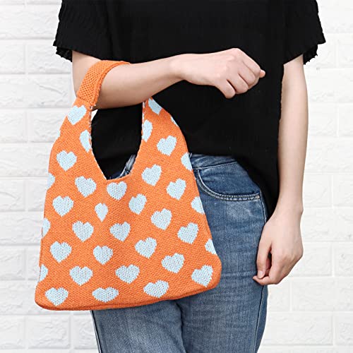 Ovida Shoulder Bag for Women Clutch Tote Handbag Purse Crocheted Bags Y2k Aesthetic Bag(Orange)