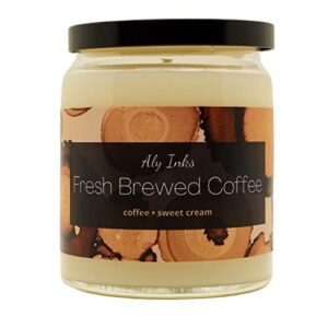 fresh brewed coffee (coffee, sweet cream) scented 100% soy wax 9.5oz single wick jar candle | made in the usa by aly inks