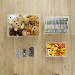 Momo's House Plastic Storage Organizer Box Containers with Brick Shaped Lids - Set of 4 Stackable Organizers Bin Clear, Small