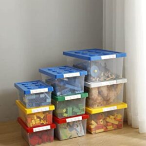 Momo's House Plastic Storage Organizer Box Containers with Brick Shaped Lids - Set of 4 Stackable Organizers Bin Clear, Small