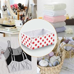 Polka Dot Red White Collapsible Fabric Storage Cubes Bins with Handles Square Closet Organizer Waterproof Lining for Nursery Drawer Shelves Cabinet 15.75x10.63x6.96 Inches