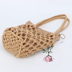 SUKUTU Women Mesh Tote Bag Casual Summer Beach Travel Bag Fishing Net Woven Shoulder Bag