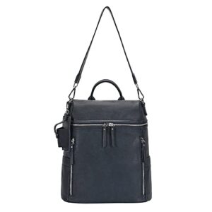 mms brands miztique – the sienna backpack purse for women, sleek shoulder bag, soft vegan leather – navy