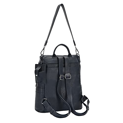 MMS Brands Miztique - The Sienna Backpack Purse for Women, Sleek Shoulder Bag, Soft Vegan Leather - Navy