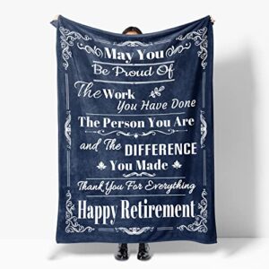 tbuwhzu retirement gifts for men, happy retirement gift blanket, funny retired gifts for coworkers mens, goodbye gifts, going away gift for coworkers, coworker leaving gift blanket,60x50in