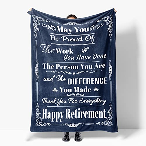 TBUWHZU Retirement Gifts for Men, Happy Retirement Gift Blanket, Funny Retired Gifts for Coworkers Mens, Goodbye Gifts, Going Away Gift for Coworkers, Coworker Leaving Gift Blanket,60x50in