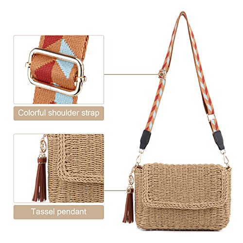 Freie Liebe Straw-Bag for Women Summer Woven Beach Bag Crossbody Purse Shoulder Handbag