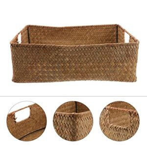 PartyKindom Woven Baskets for Storage, Storage Baskets for Organizing, Water Hyacinth Storage Baskets for Bedroom Living Room Pantry Shelf Closet