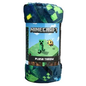 Bioworld Minecraft Creeper & Sword Pattern Digital Print Throw Blanket