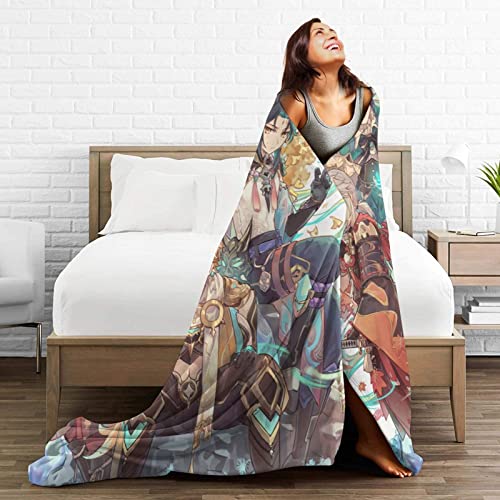 Ultra Soft Throw Blanket Genshin Game Flannel Blankets for Travelling Camping Sofa Bedroom Living Room Plush Decor Gifts 50"x40"