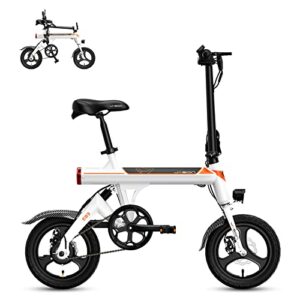 jasion eb3 electric bike for adults 21mph folding adults electric bicycles, 350w brushless motor, 36v 7.5ah battery, center suspension, 3 levels assist, 14″ foldable ebike for adults