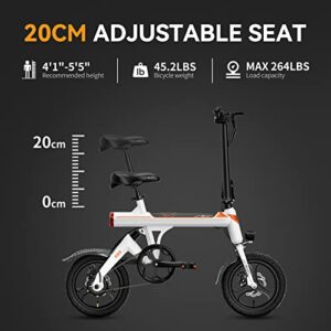 Jasion EB3 Electric Bike for Adults 21mph Folding Adults Electric Bicycles, 350W Brushless Motor, 36V 7.5Ah Battery, Center Suspension, 3 Levels Assist, 14" Foldable ebike for Adults