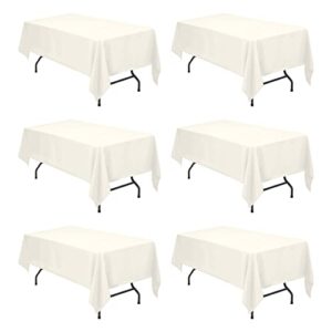 6 pack ivory tablecloths for 6 foot rectangle tables 60 x 102 inch – 6ft rectangular bulk linen polyester fabric washable long table clothes for wedding reception banquet party buffet restaurant