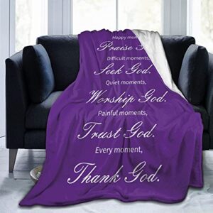 inspirational gifts for women elegant intense purple throw blanket, christian encouragement gifts religious gifts for women & men, strengthen relationship with christ-soft cozy blanket 50″x60″
