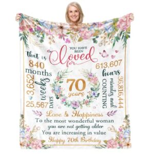 70th Birthday Gifts for Women,70th Birthday Decorations for Women,70th Birthday Gift Ideas,Happy 70th Birthday Decorations for Her,Wife,Sister,Friend,Soft Throw Blanket 50" X 60"