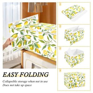 Storage Bins with Lid, Lemon Tree Flower Leaves Storage Box Organizer Toys Bedroom Nursery, 16.5"x12.6"x11.8" Large Collapsible Storage Cube for Home Office Closet Shelf
