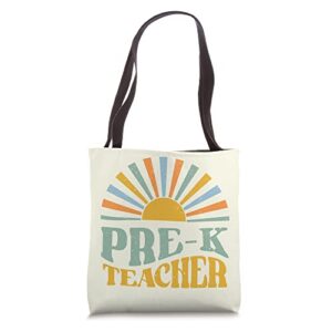 retro pre-k grade teacher funny pre school teacher life boho tote bag