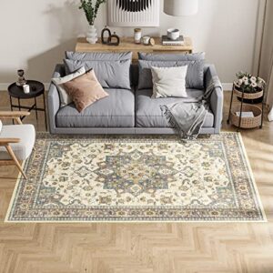 Vintage Collection Washable Area Rug - 18x30 Door Mat Small Entryway Rug Persian Distressed Non-Slip Low-Pile Floor Carpet for Indoor Front Entrance Kitchen Bathroom Living Room Bedroom