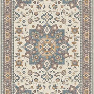 Vintage Collection Washable Area Rug - 18x30 Door Mat Small Entryway Rug Persian Distressed Non-Slip Low-Pile Floor Carpet for Indoor Front Entrance Kitchen Bathroom Living Room Bedroom