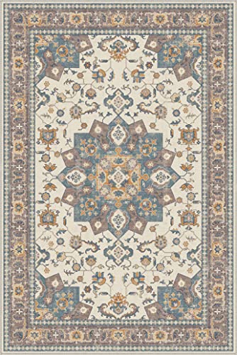 Vintage Collection Washable Area Rug - 18x30 Door Mat Small Entryway Rug Persian Distressed Non-Slip Low-Pile Floor Carpet for Indoor Front Entrance Kitchen Bathroom Living Room Bedroom