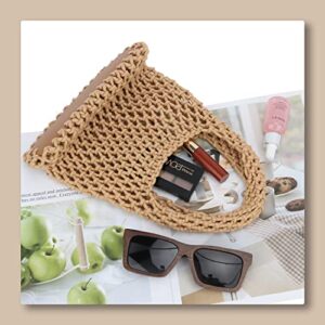 Freie Liebe Small Crochet Tote Bag for Women Summer Mesh Woven Handbags Beach Hobo Bag