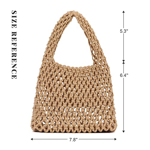 Freie Liebe Small Crochet Tote Bag for Women Summer Mesh Woven Handbags Beach Hobo Bag