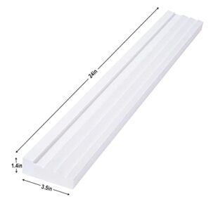 AUYKBVK White Photo Picture Ledge Shelf Wall Mounted Floating Shelves for Room Décor 24 in Wooden Nursery Book Shelves Books Photo Frames Display Shelves with Lip a Set of 2