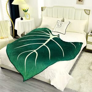 decmay leaf blanket leaf decor print throw blanket,single layer soft plush flannel throw decorative leaves design for sofa bed beach towel let throw (60 * 86in)