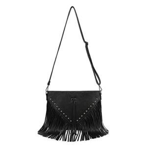 western fringe purse crossbody bag for women, vintage leather fringe crossbody purse, boho shoulder purse with fringe