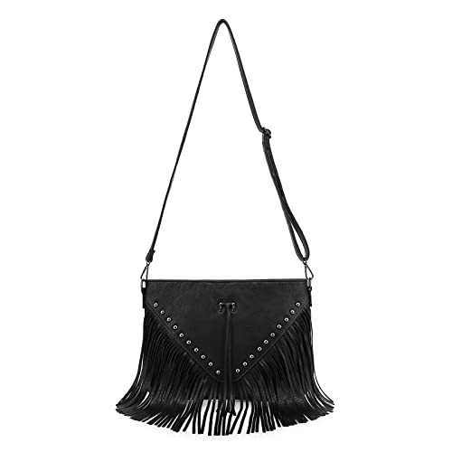 Western Fringe Purse Crossbody Bag for Women, Vintage Leather Fringe Crossbody Purse, Boho Shoulder Purse with Fringe