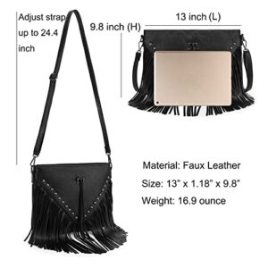 Western Fringe Purse Crossbody Bag for Women, Vintage Leather Fringe Crossbody Purse, Boho Shoulder Purse with Fringe