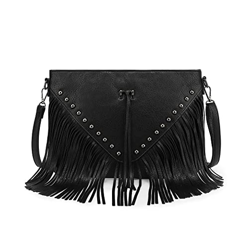 Western Fringe Purse Crossbody Bag for Women, Vintage Leather Fringe Crossbody Purse, Boho Shoulder Purse with Fringe