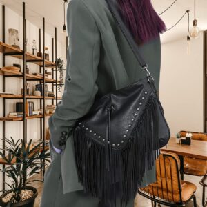 Western Fringe Purse Crossbody Bag for Women, Vintage Leather Fringe Crossbody Purse, Boho Shoulder Purse with Fringe