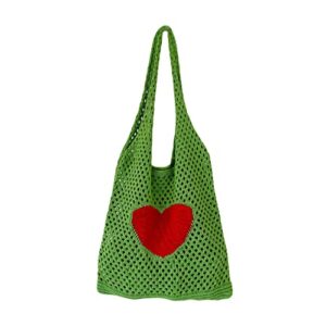 oweisong aesthetic tote bag for women hobo crocheted handbag hand woven knitted shoulder bag y2k purse woven beach totes