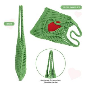 Oweisong Aesthetic Tote Bag for Women Hobo Crocheted Handbag Hand Woven Knitted Shoulder Bag Y2K Purse Woven Beach Totes