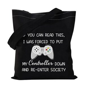 vamsii gamer tote bag video game lover gifts if you can read this i was forced to put my controller down bag game nerd gifts (i was forced to put my controller down)