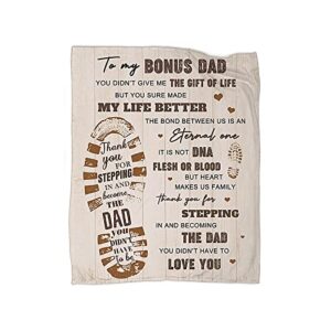 to my bonus dad blanket, stepdad gifts from daughter son soft cozy lightweight throw blanket 50″x60″ sofa travel couch for fathers day birthday christmas thanksgiving day