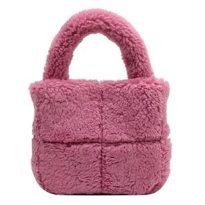 fluffy tote bag faux fur purse for women soft fuzzy tote purse girls plush hobo handbag fleece purse for fall winter